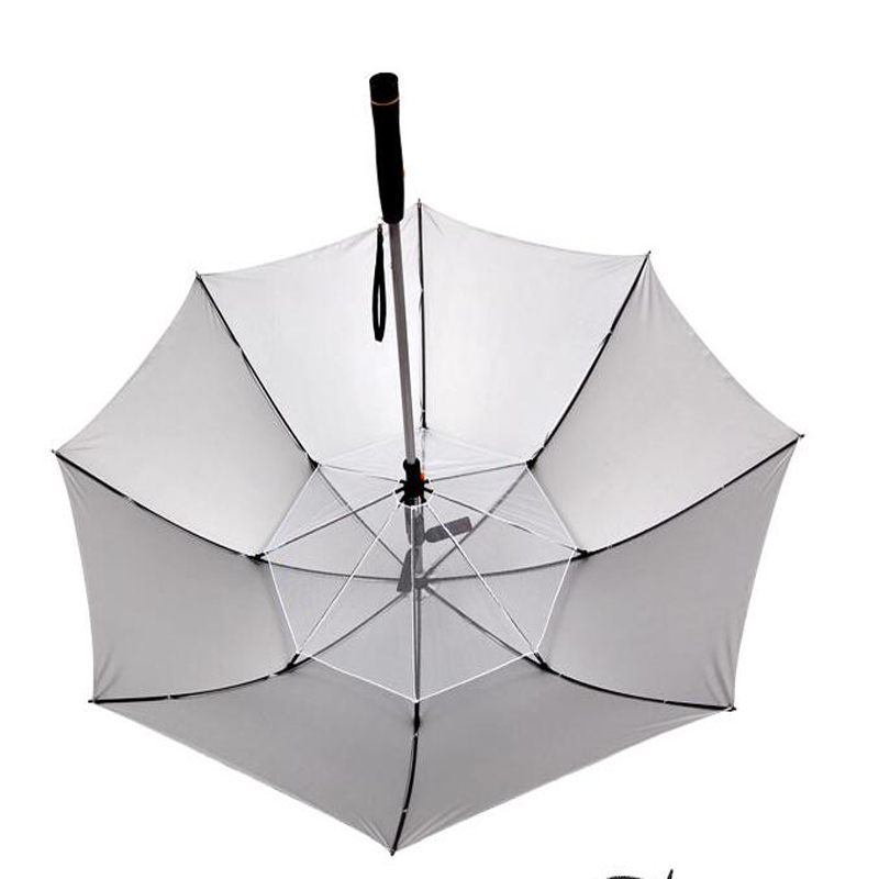 27 inch UPF 50+ UV-bescherming zilveren coating fan paraplu