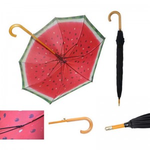 Houten schacht en houten handvat dubbele stoffen op maat gemaakte rechte paraplu