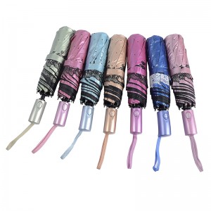 Speciaal materiaal blauwe kleur UV-coating 3-voudig Auto open en auto close paraplu