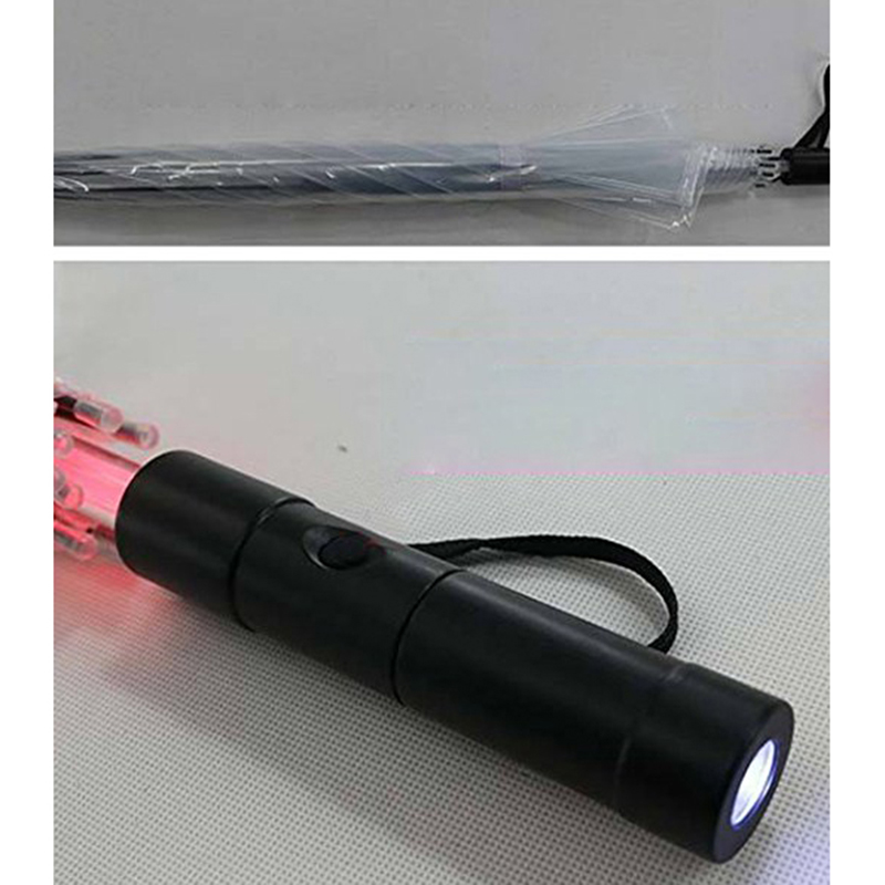 Rechte paraplu LED-ribben en LED-schacht met plastic handvat Torch paraplu