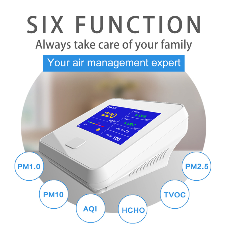 Dienmern DM103 Luchtkwaliteitsdetector Voor PM2.5 + HCHO + TVOC + AQI + PM1.0 + PM10