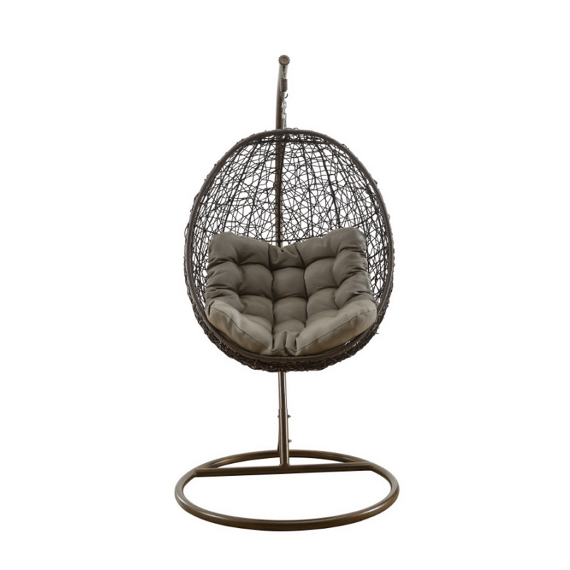 Buitentuin Patio Witte rotan ronde mand Swing stoel