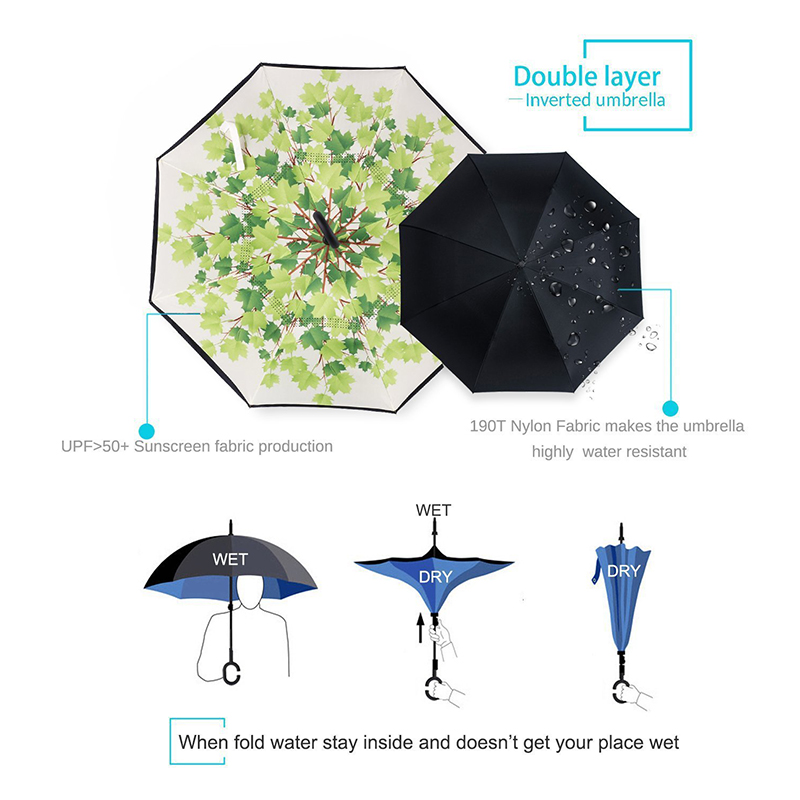 Gepersonaliseerde geschenken item handleiding open Winddicht Omgekeerde omgekeerde bloem regen paraplu