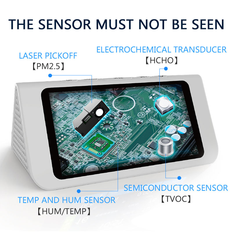 Dienmer Multifunctionele luchtdetector Draagbare gassensor Slimme kalibratie PM2.5 PM10 PM1.0 HCHO Luchtkwaliteitsmeter Gasanalysator