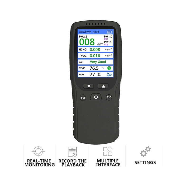Dienmern nieuwe Hot PM2.5 Detector Luchtkwaliteit Tester Monitor Meter Oplaadbaar DM-106A Zwarte luchtdecetor