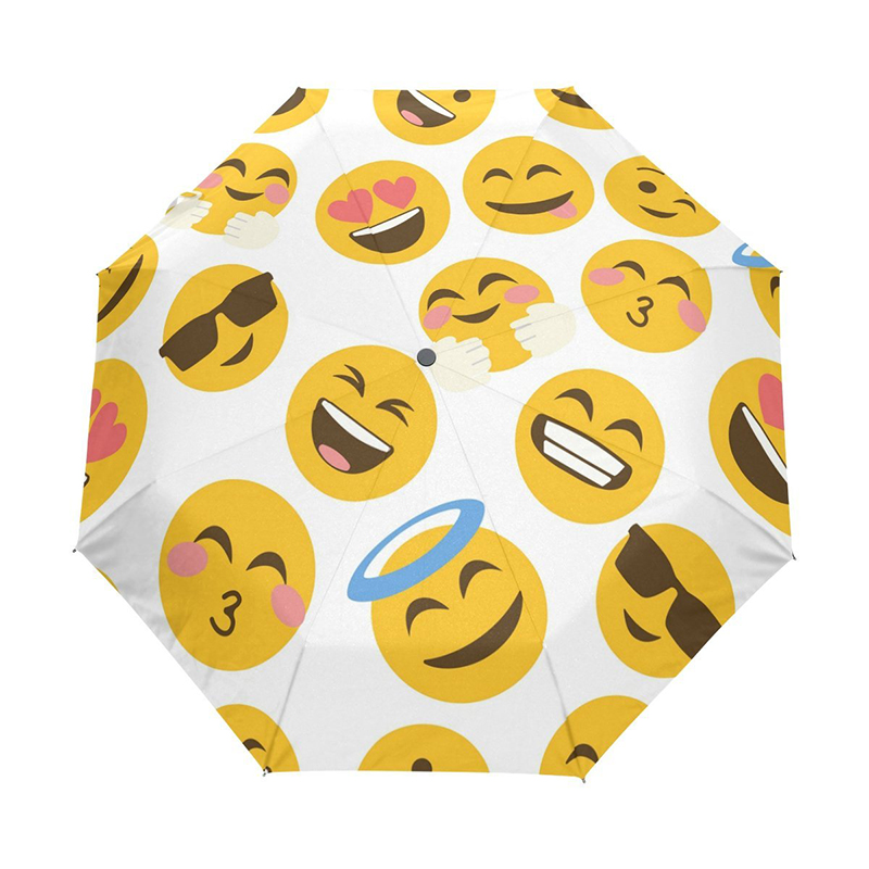 Prachtige goedkopere aangepaste afdrukken Emoji volautomatische paraplu 3 vouwen