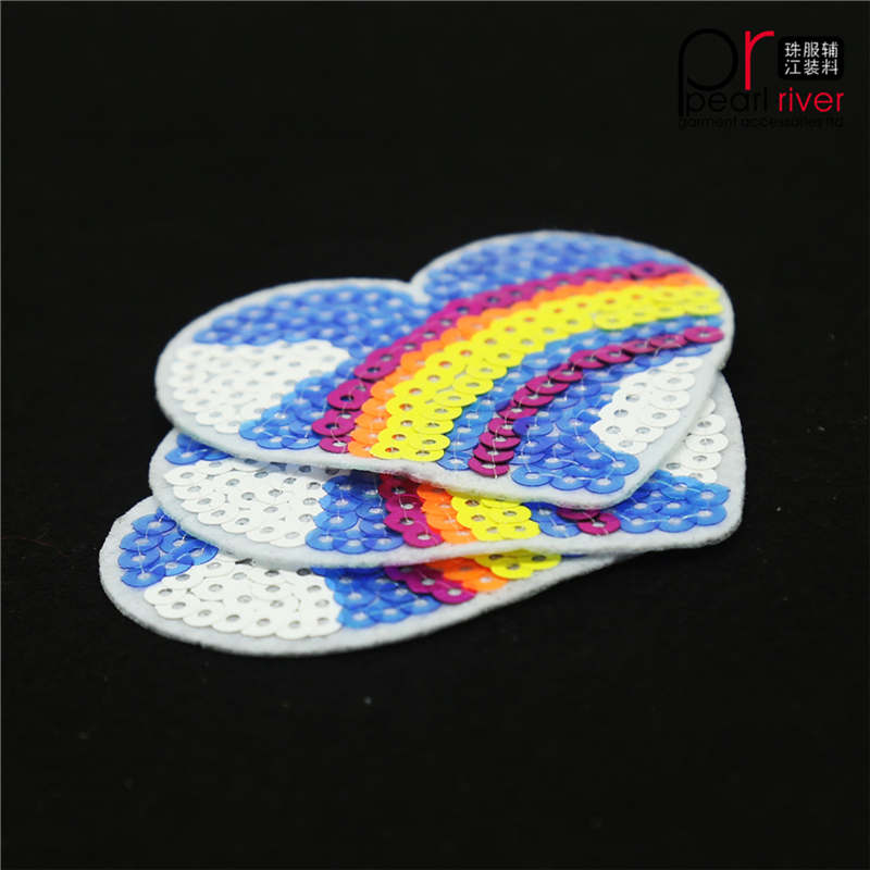 Regenboog hart vorm pailletten patch