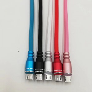 Snel opladen Aluminium behuizing Ronde TPE USB-kabel voor micro-USB, Type C, iPhone bliksem opladen en synchroniseren