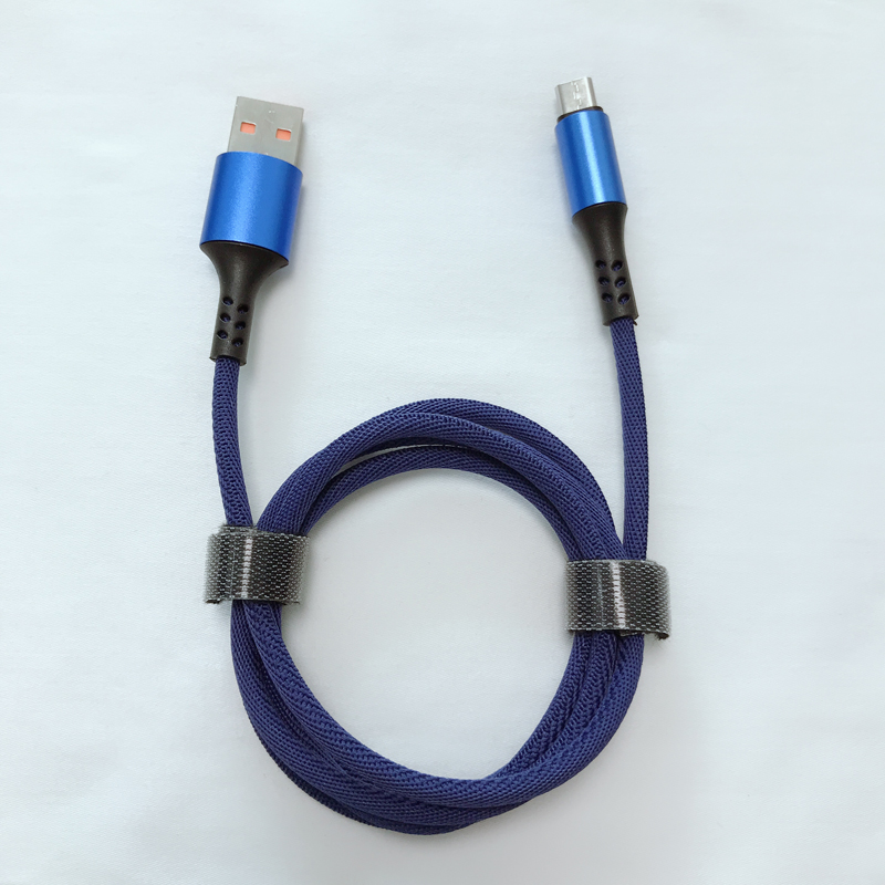 Snel opladen Ronde gevlochten Micro naar USB 2.0 datakabel voor micro-USB, Type C, iPhone bliksem opladen en synchroniseren
