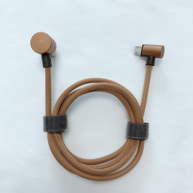 Snel opladen dubbele rechte hoek Rond gevlochten Micro naar USB 2.0 datakabel