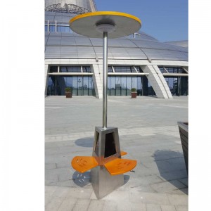 Solar Shelter Stalen bankstoelen Reclamepaal Telefoon en tablets Opladen