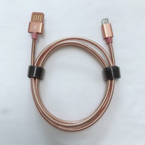 Dubbelzijdige USB 2.0 metalen buiskabel Opladen rond aluminium behuizing Micro naar USB 2.0 datakabel
