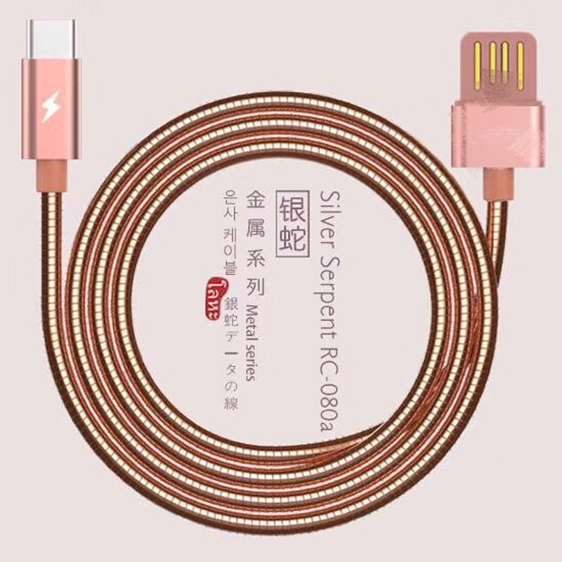 Dubbelzijdige USB 2.0 metalen buiskabel Opladen rond aluminium behuizing Micro naar USB 2.0 datakabel