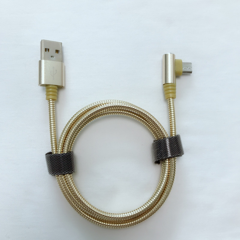 USB 2.0 Metalen buiskabel Opladen Ronde aluminium behuizing USB-kabel voor micro-USB, Type C, iPhone bliksem opladen en synchroniseren