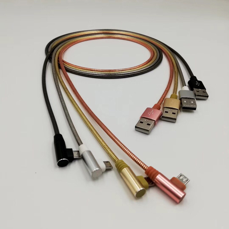 USB 2.0 Metalen buiskabel Opladen Ronde aluminium behuizing USB-kabel voor micro-USB, Type C, iPhone bliksem opladen en synchroniseren