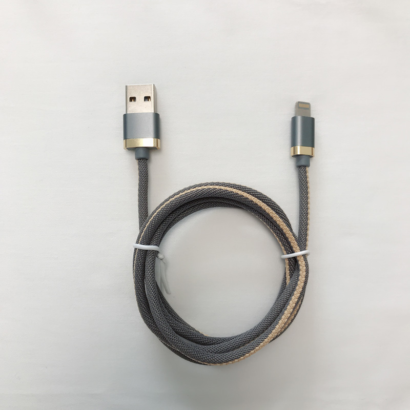 Gevlochten 3.0A snel opladen Ronde aluminium behuizing USB-datakabel voor micro-USB, Type C, iPhone bliksem opladen en synchroniseren