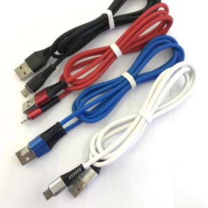 TPE Snel opladen Ronde aluminium behuizing Flexibele buigende USB-gegevenskabel voor micro-USB, Type C, iPhone-bliksemlading en synchronisatie