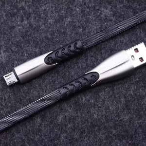 2 Meter 1.8A Gevlochten snel opladen Platte zinklegering Behuizing Wirwar Gratis Flex buigende USB-datakabel voor micro-USB, Type C, iPhone bliksem opladen en synchroniseren