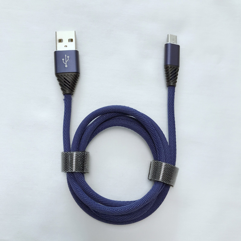 Gevlochten snel opladen Ronde aluminium behuizing Flexibele buigende USB-gegevenskabel voor micro-USB, Type C, iPhone-bliksemlading en synchronisatie