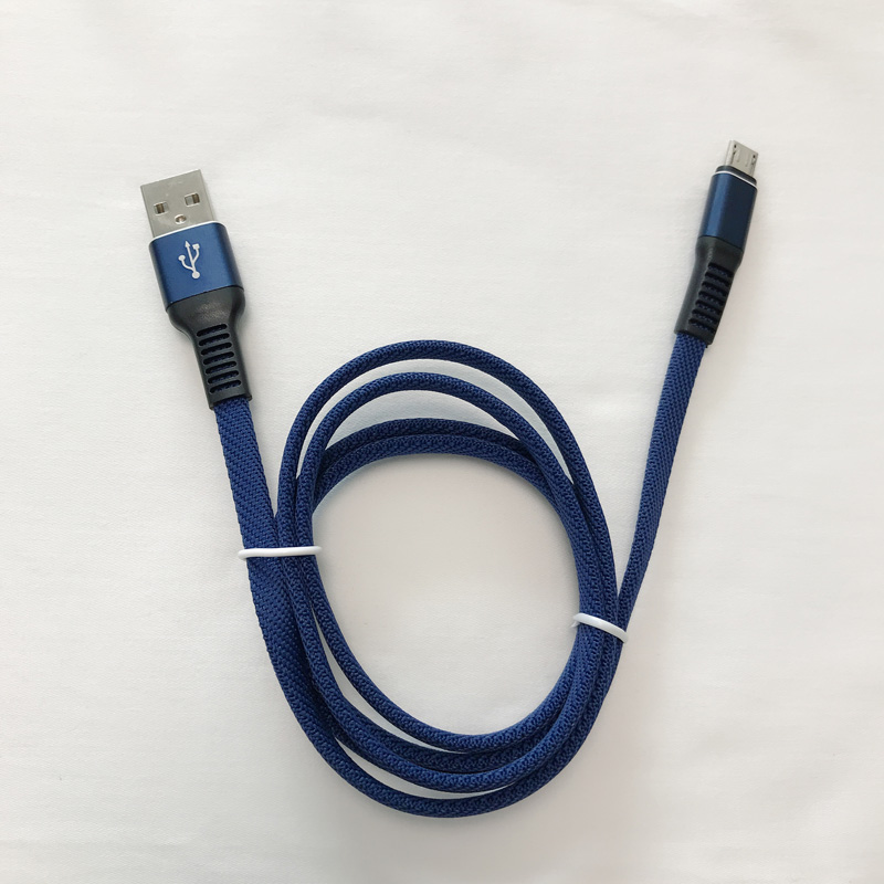 Gevlochten snel opladen Platte aluminium behuizing Flex buigen Wirwar Gratis USB-datakabel voor micro-USB, Type C, iPhone bliksem opladen en synchroniseren