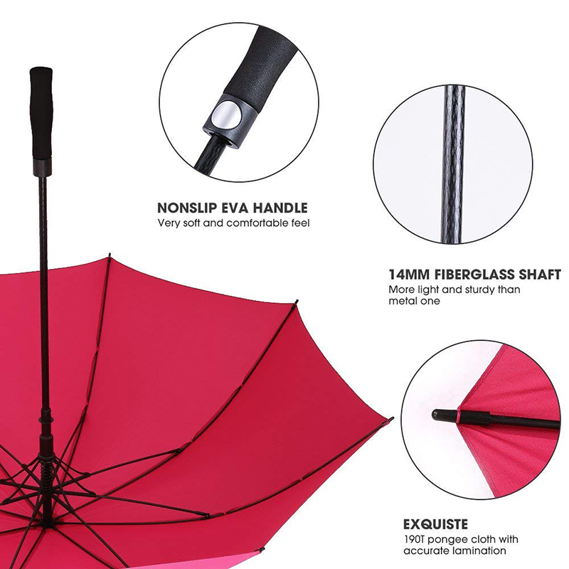 2019 promotionele mode glasvezel frame EVA handvat golfparaplu met aangepaste bedrukking