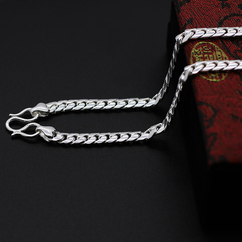 990 zilveren ketting enkele gesp dubbelzijdige rok ketting Europese en Amerikaanse heren sieraden accessoires