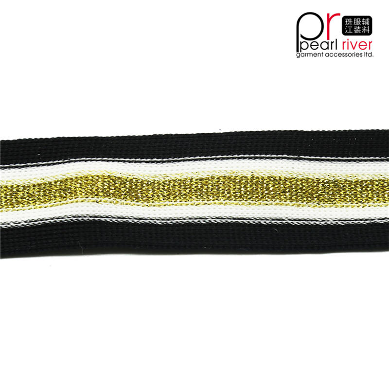 zwart / geel / wit lint met hoogwaardige gouden draadband