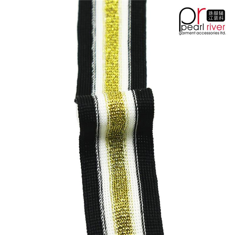 zwart / geel / wit lint met hoogwaardige gouden draadband