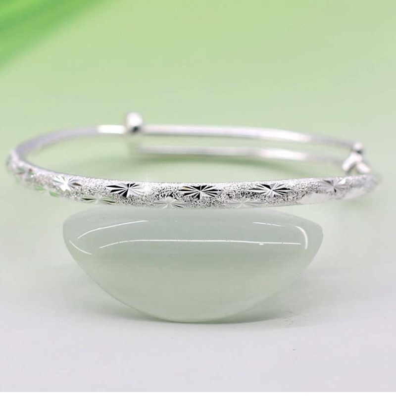 999 zilveren armband volledige ster vrouwelijke stijl eenvoudige ronde buis geslepen handarmband
