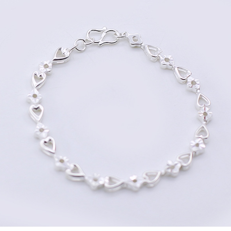 990 Zilveren mode hart-tot-hart bloem armband temperament zilveren armband