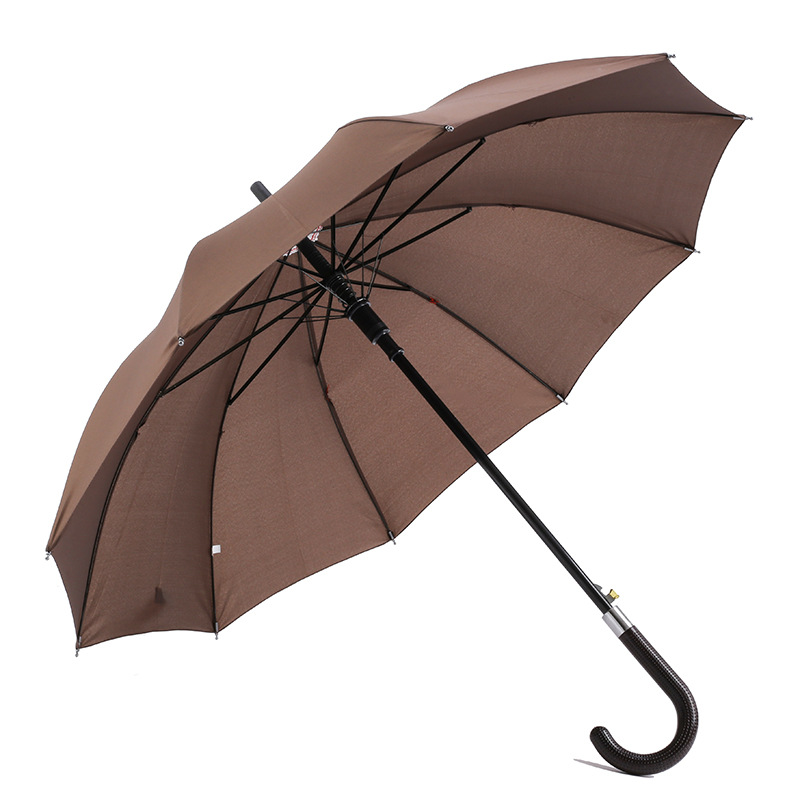 Outdoor logo 190T pongezijde stof metalen frame J vorm handvat auto open reguliere rechte paraplu
