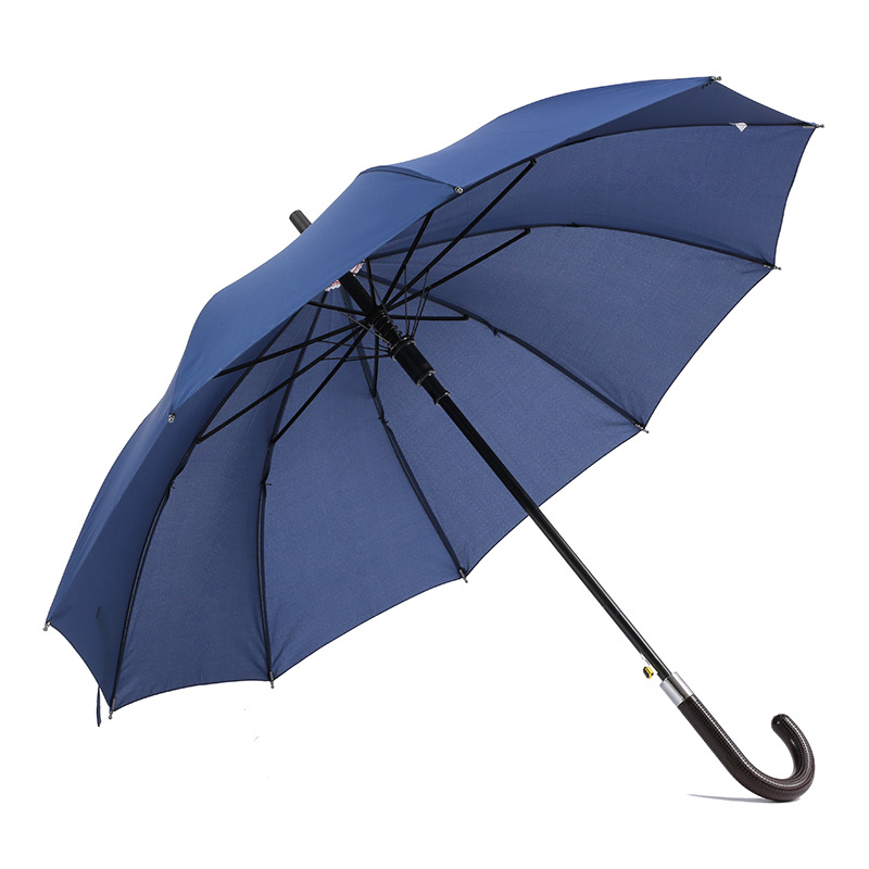 Outdoor logo 190T pongezijde stof metalen frame J vorm handvat auto open reguliere rechte paraplu