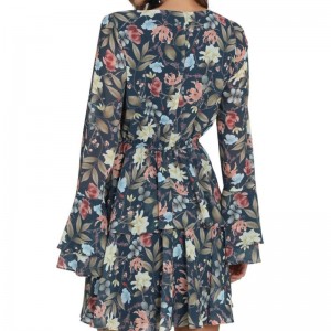 Bell mouw voor dames mode afdrukken mini-jurk