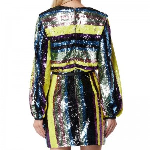 Het nieuwe product voor mini-jurk met lovertjes en V-hals