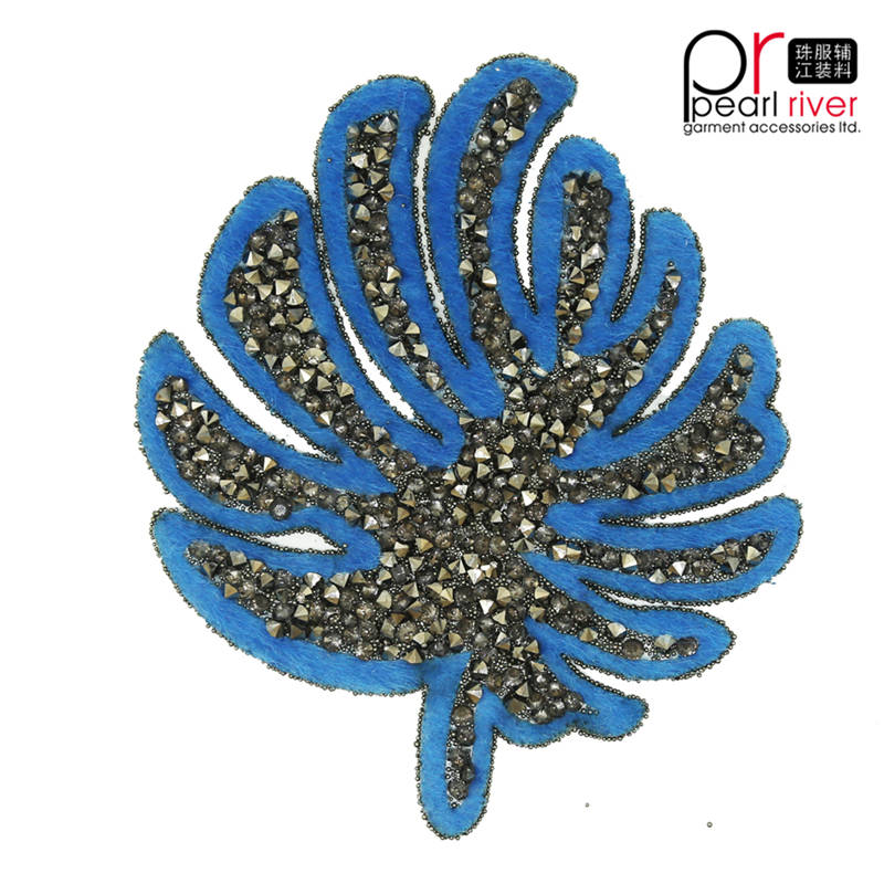 Blauwe strass patch met warmte-overdracht lijm op maat