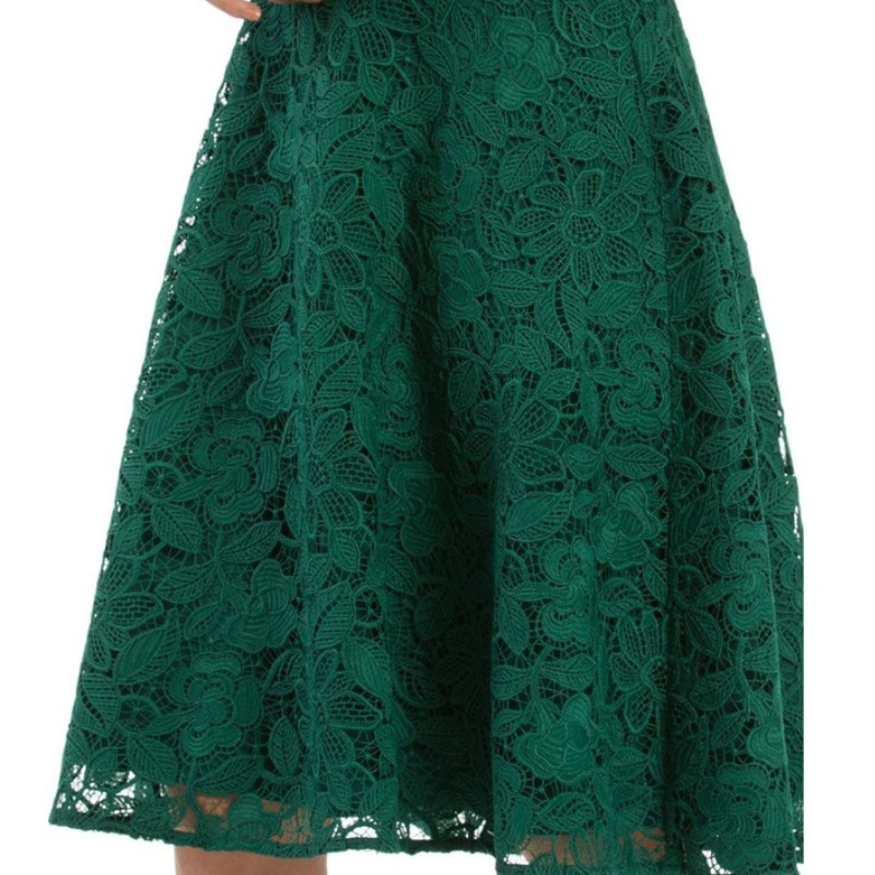 Damesmode mouwloze groene midi kanten jurk