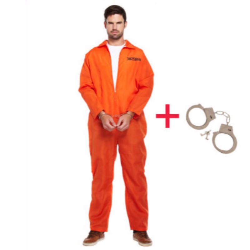 HEREN GEVANGENIS ALGEMEEN ORANJE JUMPSUIT CONVICT STAG DOEN FEEST JURK KOSTUUM