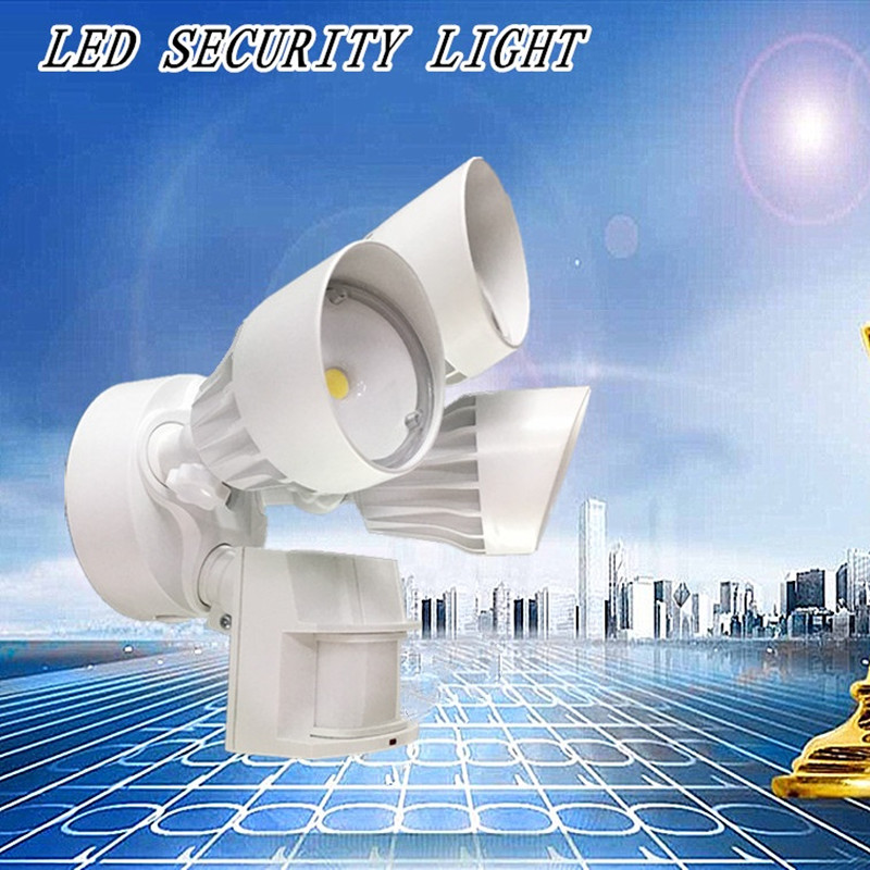 Led-overstromingsveiligheidslicht met bewegingssensor, 30 W, 3-kops, wit, bewegingslicht