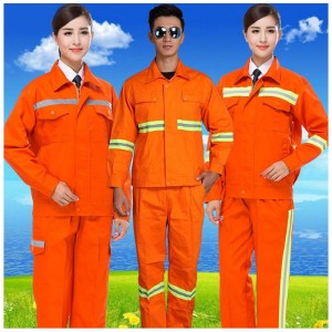 Fluorescerende rode overall met hoge zichtbaarheid