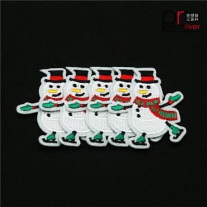 Kerstmissneeuwman met groene pakken geborduurde patch