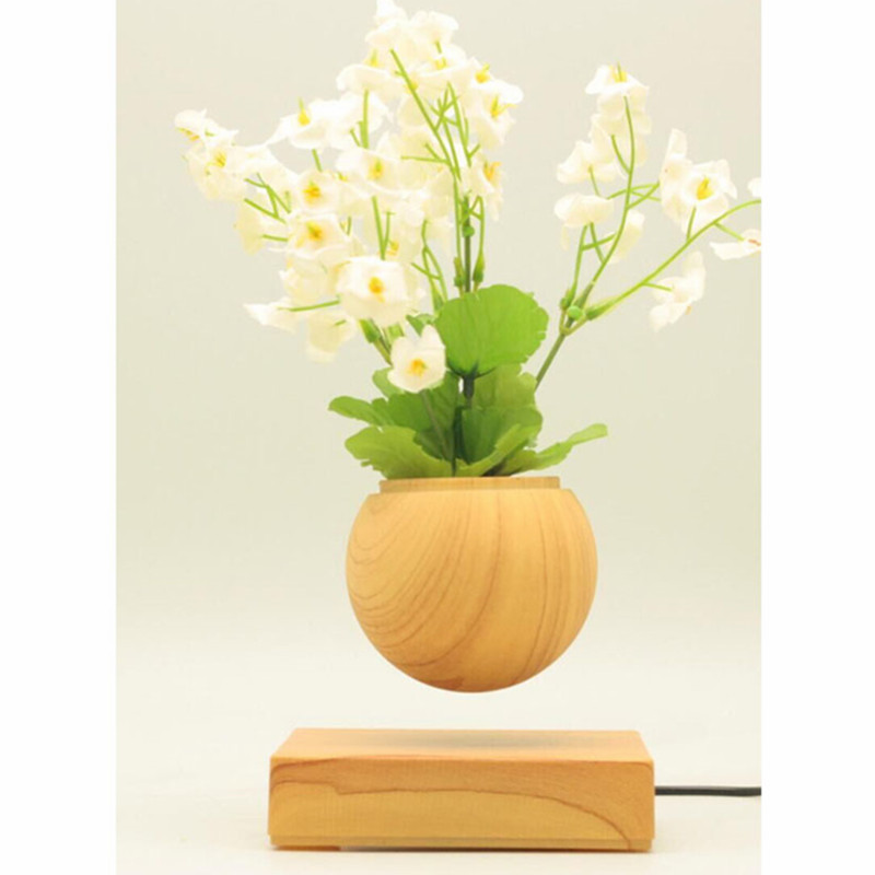 vierkante houten basis magnetische zwevende drijvende lucht bonsai bloempot plantenbakken PA-0707