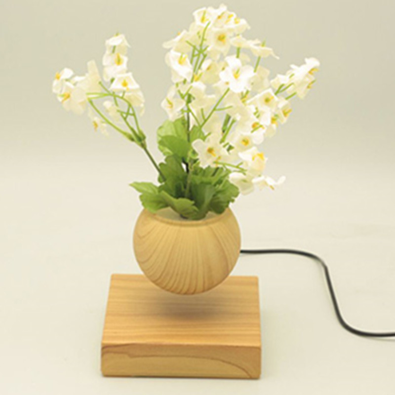 vierkante houten basis magnetische zwevende drijvende lucht bonsai bloempot plantenbakken PA-0707