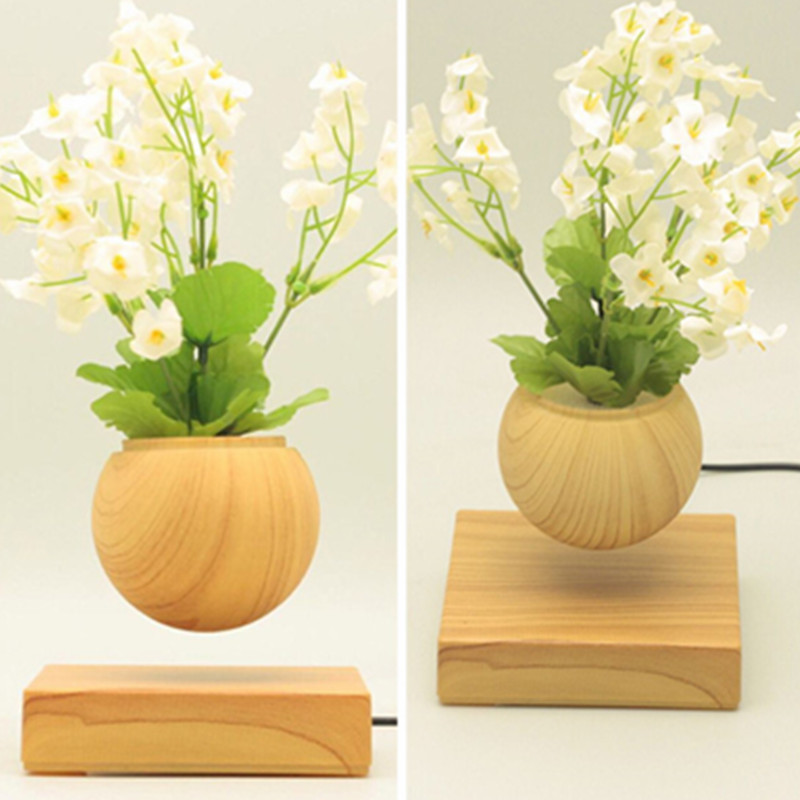 vierkante houten basis magnetische zwevende drijvende lucht bonsai bloempot plantenbakken PA-0707