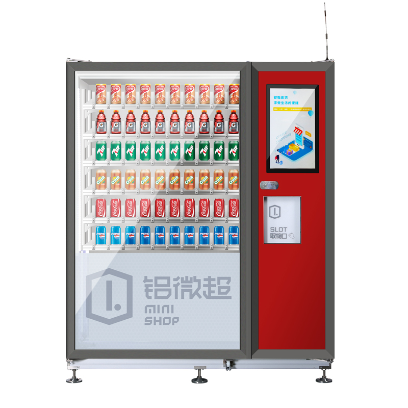 SWIFT Nieuw model Aluminium Gemakswinkel Automatische koude drank Combo Advertentie Zelfbedieningsautomaat met LCD-scherm
