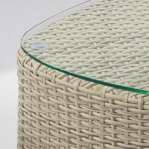 Kleine 2-zits hoekbank in rotan-tuinbank