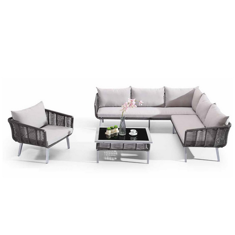 L-vormige sectionele outdoor rotan bankstel