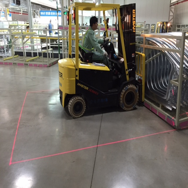 Waarschuwingslicht voor rode vorkheftrucklaserlaser voor magazijnveiligheid