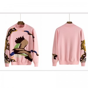 OEM \u0026 ODM Custom Logo Jacquard Intarsia Wild Goose Fashion Design Gebreide Dames Pullover Sweater