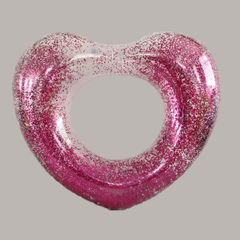 Opblaasbare transparante glitter hartvormige zwemring voor kinderen