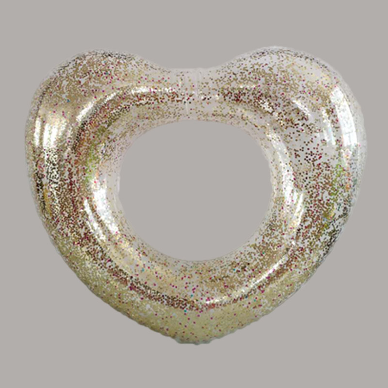 Opblaasbare transparante glitter hartvormige zwemring voor kinderen